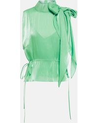 Victoria Beckham - Tabard Tie-Neck Crepon Top - Lyst