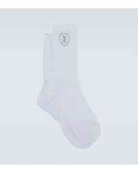 Brunello Cucinelli - Calcetines Acanalados En Mezcla De Algodon Con Logo - Lyst
