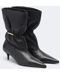 Balmain - Gathered Leather Ankle Boots - Lyst