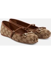 Gucci - Horsebit Canvas Ballet Flats - Lyst