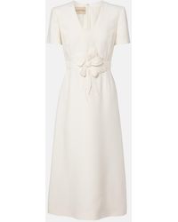 Valentino - Crepe Couture Floral-Applique Midi Dress - Lyst