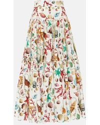 Dolce & Gabbana - Falda larga Capri de algodon de tiro alto - Lyst
