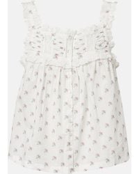 Doen - Fidella Floral Lace-Trimmed Cotton Top - Lyst
