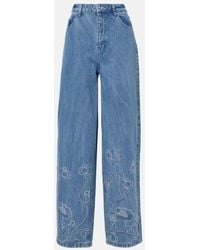 ROTATE BIRGER CHRISTENSEN - Floral Embellished Wide-Leg Jeans - Lyst