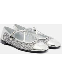 Jimmy Choo - Eleri Glitter Leather Ballet Flats - Lyst