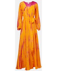 Anna Kosturova - Vestido Envolvente De Seda Tie-Dye - Lyst