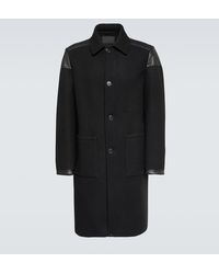 Prada - Leather-Trimmed Wool-Blend Coat - Lyst