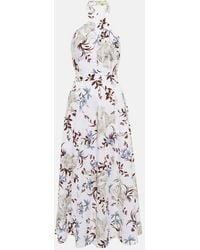 Erdem - Selene Bow-detailed Floral-print Linen Halterneck Midi Dress - Lyst