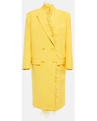 Valentino - Feather-Trimmed Virgin Wool Coat - Lyst