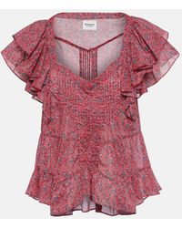 Isabel Marant - Top Madrana in cotone con stampa - Lyst