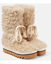 Stella McCartney - Sneak-Elyse Plush Teddy Snow Boots - Lyst