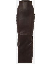 Rick Owens - Dirt Pillar Leather And Cotton Maxi Skirt - Lyst