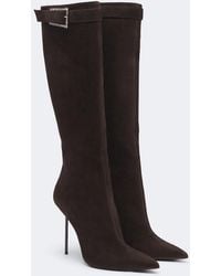 Paris Texas - Lidia Embellished Suede Knee-High Boots - Lyst