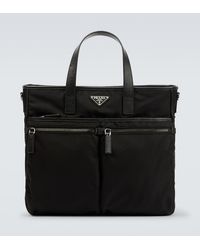 Prada - Re-Nylon Saffiano Leather And Nylon Tote Bag - Lyst