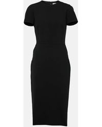 Victoria Beckham - Abito midi Fitted T-Shirt in crepe - Lyst