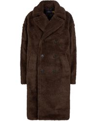 Manteau coupe croisée en laine mélangée Laines Ralph Lauren en coloris Marron Femme Manteaux Manteaux Ralph Lauren 