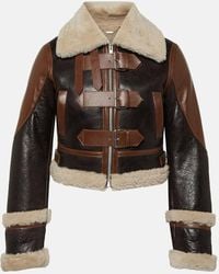 Blumarine - Shearling-Trimmed Leather Jacket - Lyst