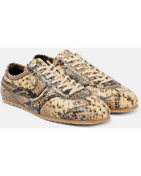 Dries Van Noten - Snake-Effect Leather Sneakers - Lyst