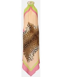 Roberto Cavalli - Robe Midi Asymetrique Imprimee En Soie - Lyst