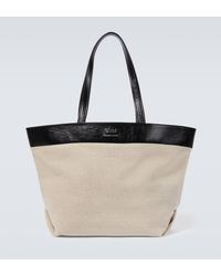 Ami Paris - Canvas Leather-trimmed Tote Bag - Lyst