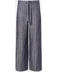Max Mara - Cresta Pinstripe Linen Wide-Leg Pants - Lyst