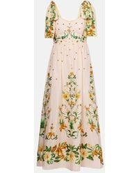 FARM Rio - Vestido Midi En Mezcla De Algodon Floral - Lyst