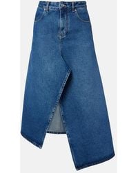 Victoria Beckham - Asymmetric Denim Midi Skirt - Lyst