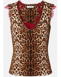 JACQUES WEI - Lace-Trimmed Leopard-Print Top - Lyst