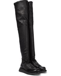 Rick Owens Creeper Stocking Leather Over-the-knee Boots - Black