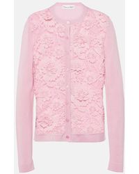Oscar de la Renta - Cardigan Aus Einem Seidengemisch Mit Spitze - Lyst