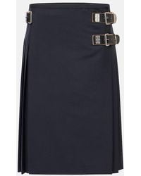 Prada - Belted Mohair And Wool Midi Skirt - Lyst