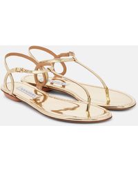 Aquazzura - Almost Bare Metallic Leather Thong Sandals - Lyst