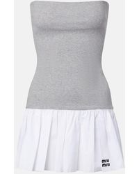 Miu Miu - Embroidered Cotton And Cashmere Minidress - Lyst