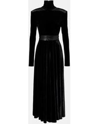 Norma Kamali - Flared Turtleneck Velvet Midi Dress - Lyst