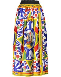 Dolce & Gabbana Bedruckter Midirock aus Seide - Mehrfarbig