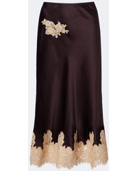 Doen - Elowen Lace-Trimmed Silk Satin Midi Skirt - Lyst