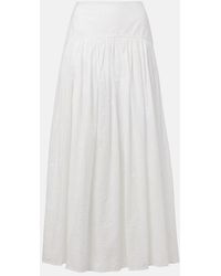 STAUD - Procida Pleated Cotton Maxi Skirt - Lyst