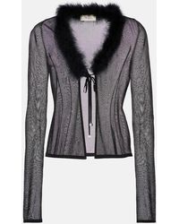 Blumarine - Feather-Trimmed Cardigan - Lyst