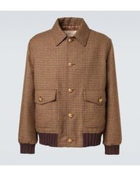 Valentino - Houndstooth Virgin Wool Bomber Jacket - Lyst