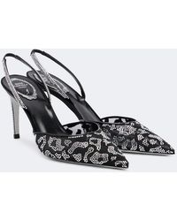 Rene Caovilla - Embellished Mesh Slingback Pumps - Lyst