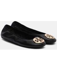 Tory Burch - Reva Travel Leather Ballet Flats - Lyst