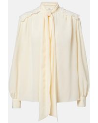 Chloé - Lace-Trimmed Silk Crepe De Chine Blouse - Lyst