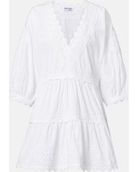 Juliet Dunn - Embroidered Cotton Poplin Minidress - Lyst