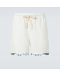 Commas - Frequency Embroidered Linen Shorts - Lyst