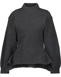 Alaïa Alaia Wool And Cashmere Peplum Cardigan in White Womens Jumpers and knitwear Alaïa Jumpers and knitwear Natural 