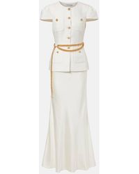 Self-Portrait - Belted Taffeta Maxi Dress - Lyst