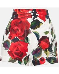 Dolce & Gabbana - Pantaloncini Con Rose Rosse Stampa - Lyst
