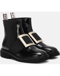 Roger Vivier - Chelsea Viv' Leather Ankle Boots - Lyst