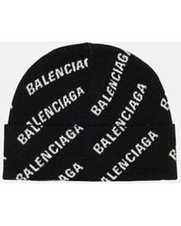 Balenciaga - Strickmütze mit Logo-Print - Lyst