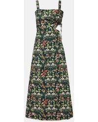 Agua Bendita - Verano Cutout Floral Cotton Midi Dress - Lyst